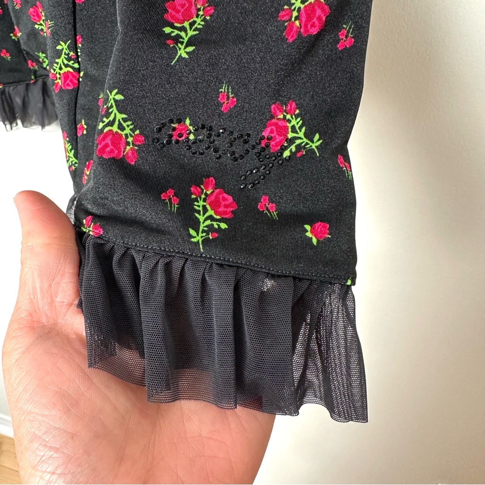 Victoria’s Secret Rose Print Slip Dress Sheer Mesh Ruffle Whimsigoth Y2K Witchy - Picture 7 of 12